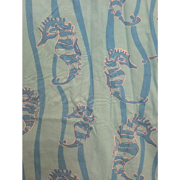 Women's Vintage Lilly Pulitzer Mini Dress Size 10 Blue White Seahorse Print Lace - Picture 4 of 10